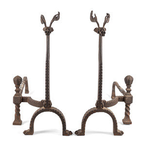 A Pair of Cast Iron Caribou Andirons
Late