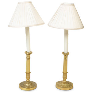 A Pair of Gilt Bronze Candle Lamps 19TH 20TH 2a810d