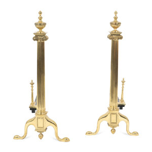 A Pair of Neoclassical Style Brass Andirons
20TH