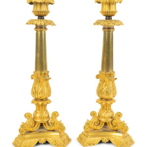 A Pair of Louis XV Style Gilt Bronze