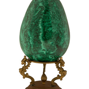 A Malachite Egg On Gilt Metal Stand 20TH 2a8170