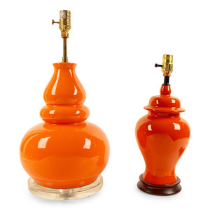 Two Orange Glazed Table Lamps 20TH 2a81e3