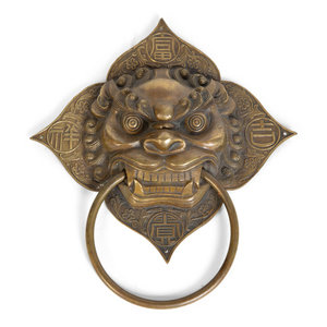 A Chinese Brass Foo Lion Mask Door 2a81f8