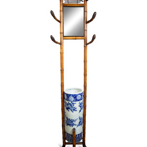A Chinese Bamboo Hall Stand Fitted