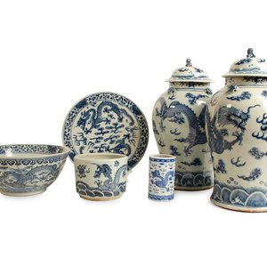 A Group of Six Chinese Blue and