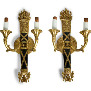 A Set of Four Empire Style Two-Light