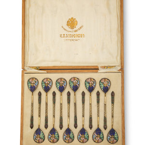 A Cased Set of Russian Enameled 2a85ac