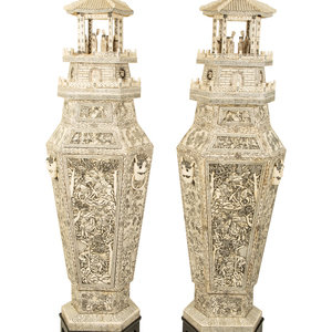 A Pair of Chinese Monumental Carved 2a85eb