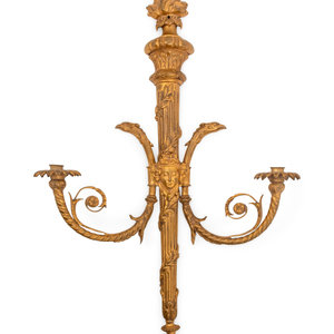 A Louis XVI Style Gilt Bronze Two-Light