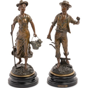 A Pair of French Cast Metal Figures
Late