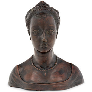 A Continental Bronze Bust of a
