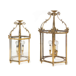 Two Gilt Metal Hall Lanterns
20th