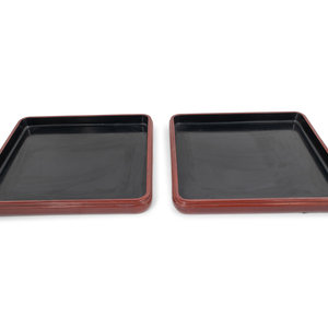 A Pair of Red Lacquer Trays Width 2a8921