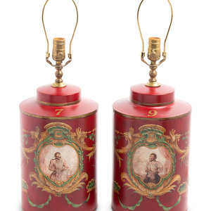 A Pair of Polychrome Painted Tea 2a8936