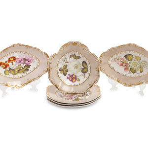 Six Spode Felspar Painted Porcelain