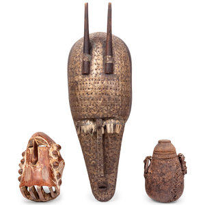 Two African Carved Wood Masks and 2a8a02