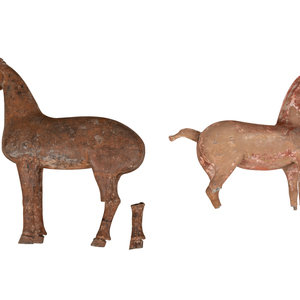 Two Chinese Terra Cotta Horses