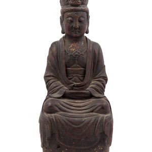 A Chinese Carved Wood Seated Buddha 2a8a4a