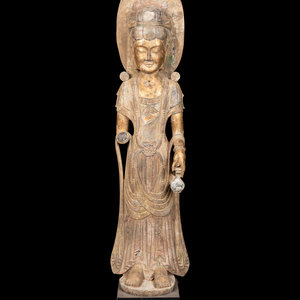 A Chinese Carved Stone Guanyin