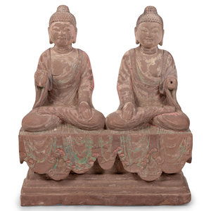 Two Chinese Carved Stone Seated 2a8a85