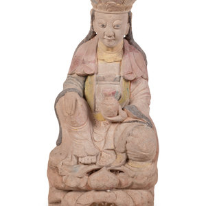 A Chinese Carved Stone Seated Figure