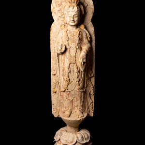 A Chinese Carved Stone Standing