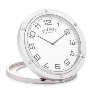 An Hermès Silver-Plate Desk Clock
the