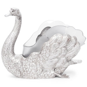 A German Silver and Frosted Glass Swan