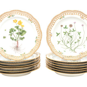 A Set of Fourteen Royal Copenhagen Flora