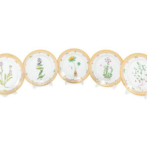 A Set of Thirteen Royal Copenhagen Flora