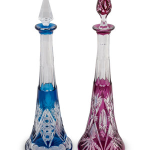 Two Cut to Clear Glass Decanters Height 2a8bcb