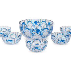 A Set of Bohemian Cobalt Cut-to-Clear