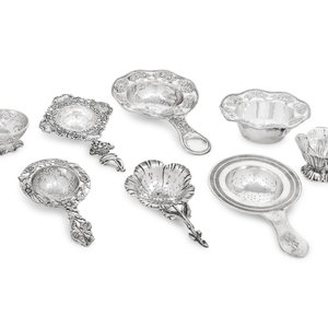 A Group of Five Silver Tea Strainers
Various