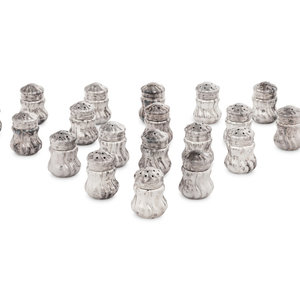 A Set of Twenty Silver Shakers
marked