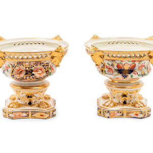 A Pair of Derby Porcelain Footed