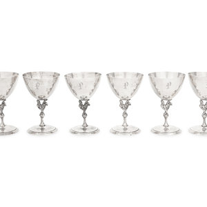 A Set of Six American Silver Goblets
Reed