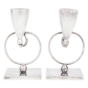 A Pair of Mexican Silver Candlesticks
Mexico