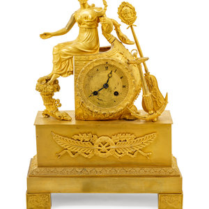 An Empire Gilt Bronze Figural Mantel