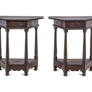 A Pair of Continental Carved Oak