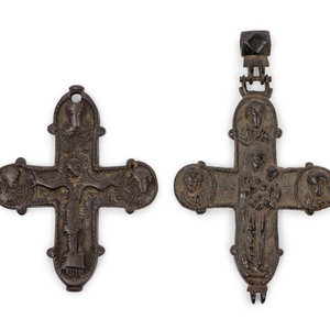 A Pair of Continental Bronze Crucifixes
18th