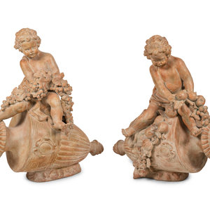 A Pair of Terra Cotta Putti Ornaments 20th 2a8df5