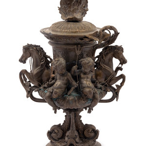 A Continental Cast Metal Urn with 2a8e07