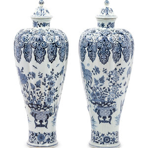 A Pair of Delft Covered Vases
18th