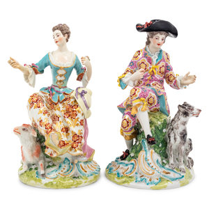 A Pair of Chelsea Porcelain Figural