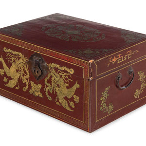 A Chinese Gilt Decorated Red Lacquer