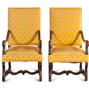 A Pair of Louis XIV Walnut Armchairs
Late