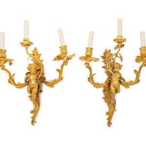 A Pair of Louis XV Style Gilt Bronze