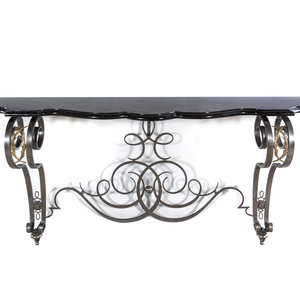 A French Steel and Marble Console