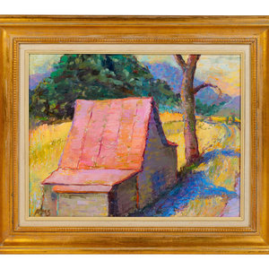 Artist Unknown Landscape with Barn oil 2a9238