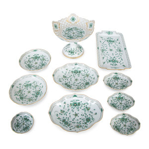 Ten Meissen Porcelain Indian Green